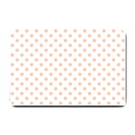 Polka Dots - Apricot Orange on White Small Doormat