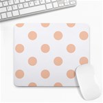 Polka Dots - Apricot Orange on White Large Mousepad