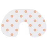Polka Dots - Apricot Orange on White Travel Neck Pillow