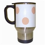 Polka Dots - Apricot Orange on White Travel Mug (White)