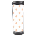 Polka Dots - Apricot Orange on White Travel Tumbler