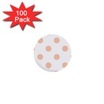 Polka Dots - Apricot Orange on White 1  Mini Button (100 pack)