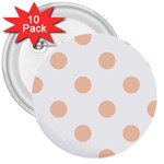 Polka Dots - Apricot Orange on White 3  Button (10 pack)