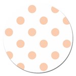 Polka Dots - Apricot Orange on White Magnet 5  (Round)