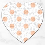 Polka Dots - Apricot Orange on White Jigsaw Puzzle (Heart)