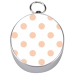 Polka Dots - Apricot Orange on White Silver Compass
