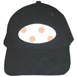 Polka Dots - Apricot Orange on White Black Cap