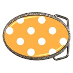 Polka Dots - White on Pastel Orange Belt Buckle