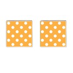 Polka Dots - White on Pastel Orange Cufflinks (Square)