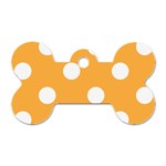 Polka Dots - White on Pastel Orange Dog Tag Bone (Two Sides)
