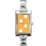 Polka Dots - White on Pastel Orange Rectangle Italian Charm Watch