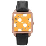 Polka Dots - White on Pastel Orange Rose Gold Leather Watch