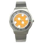 Polka Dots - White on Pastel Orange Stainless Steel Watch
