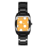 Polka Dots - White on Pastel Orange Stainless Steel Barrel Watch