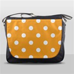 Polka Dots - White on Pastel Orange Messenger Bag