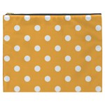 Polka Dots - White on Pastel Orange Cosmetic Bag (XXXL)