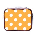 Polka Dots - White on Pastel Orange Mini Toiletries Bag (One Side)