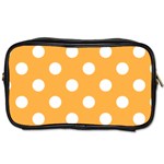 Polka Dots - White on Pastel Orange Toiletries Bag (Two Sides)