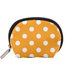 Polka Dots - White on Pastel Orange Accessory Pouch (Small)