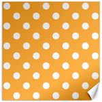 Polka Dots - White on Pastel Orange Canvas 16  x 16 
