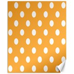 Polka Dots - White on Pastel Orange Canvas 16  x 20 