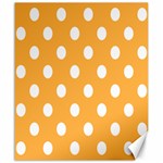 Polka Dots - White on Pastel Orange Canvas 20  x 24 