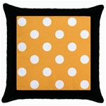 Polka Dots - White on Pastel Orange Throw Pillow Case (Black)