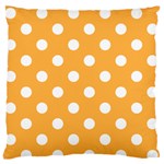 Polka Dots - White on Pastel Orange Large Flano Cushion Case (Two Sides)