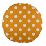 Polka Dots - White on Pastel Orange Large 18  Premium Round Cushion