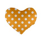 Polka Dots - White on Pastel Orange Standard 16  Premium Heart Shape Cushion