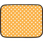 Polka Dots - White on Pastel Orange Fleece Blanket (Mini)