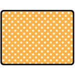 Polka Dots - White on Pastel Orange Fleece Blanket (Large) (One Side)