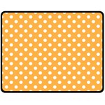 Polka Dots - White on Pastel Orange Double Sided Fleece Blanket (Medium) (Two Sides)