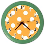 Polka Dots - White on Pastel Orange Color Wall Clock