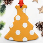 Polka Dots - White on Pastel Orange Ornament (Christmas Tree)