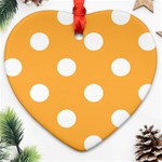 Polka Dots - White on Pastel Orange Heart Ornament (Two Sides)
