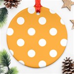 Polka Dots - White on Pastel Orange Round Ornament (Two Sides)