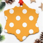 Polka Dots - White on Pastel Orange Snowflake Ornament (Two Sides)