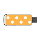 Polka Dots - White on Pastel Orange Portable USB Flash (One Side)