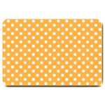 Polka Dots - White on Pastel Orange Large Doormat