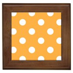 Polka Dots - White on Pastel Orange Framed Tile