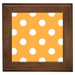 Polka Dots - White on Pastel Orange Framed Tile