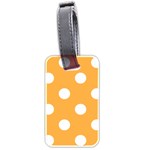 Polka Dots - White on Pastel Orange Luggage Tag (Two Sides)