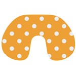 Polka Dots - White on Pastel Orange Travel Neck Pillow