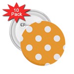 Polka Dots - White on Pastel Orange 2.25  Button (10 pack)