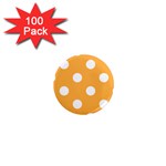 Polka Dots - White on Pastel Orange 1  Mini Magnet (100 pack)