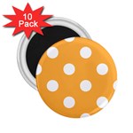 Polka Dots - White on Pastel Orange 2.25  Magnet (10 pack)