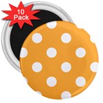 Polka Dots - White on Pastel Orange 3  Magnet (10 pack)