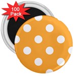 Polka Dots - White on Pastel Orange 3  Magnet (100 pack)