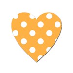 Polka Dots - White on Pastel Orange Magnet (Heart)